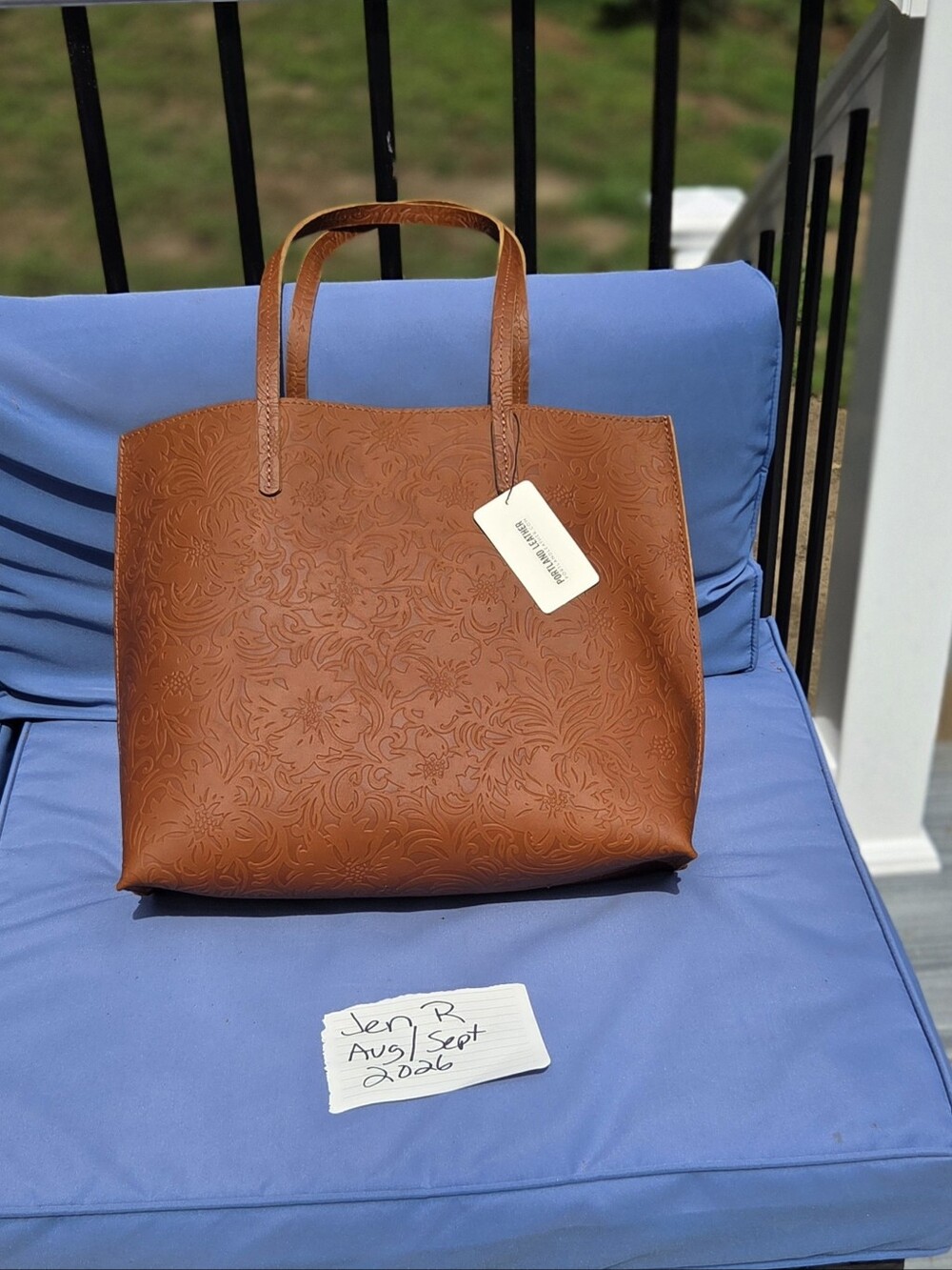 Portland Leather Embossed Floral Tote - Meadow